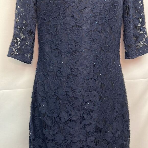 La Femme Lace and sequins formal midi dress size 8 - Picture 3 of 15